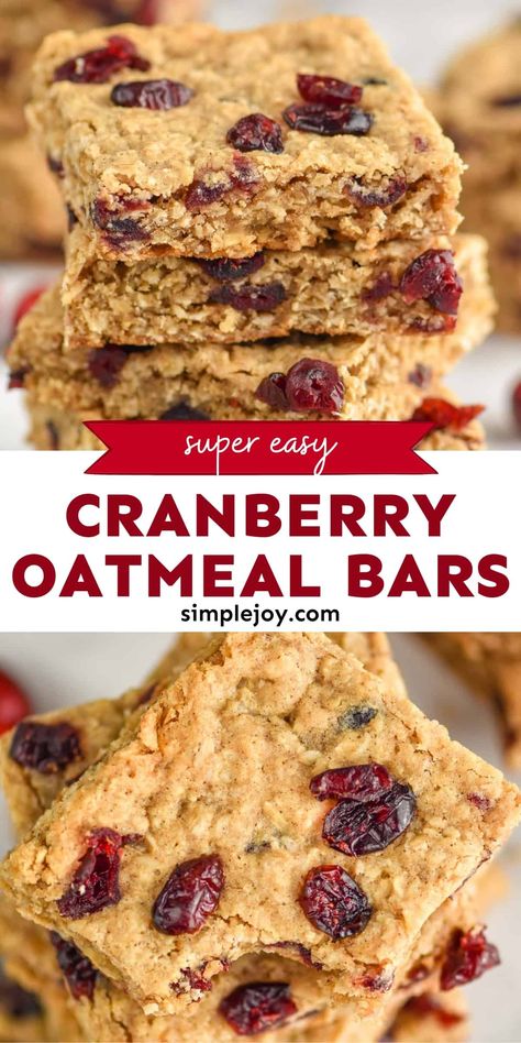 Cranberry Oatmeal Bars are quickly going to become your favorite treat. These cookie bars are chewy, full of delicious flavor, and easy to make. Best Dessert Bars, Cranberry Oatmeal Bars, Oatmeal Cookie Bars Recipes, Cranberry Bars Recipe, Easy Oatmeal Bars, Oatmeal Raisin Bars, Oatmeal Bars Healthy, Oatmeal Bars Recipes, Cranberry Oatmeal