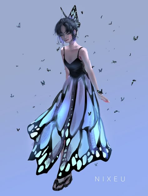 Shinobu Kocho, Art Manga, Butterfly Dress, Fashion Design Drawings, Fantasy Clothing, Kimetsu No Yaiba, A Butterfly, Art Clothes, Slayer Anime