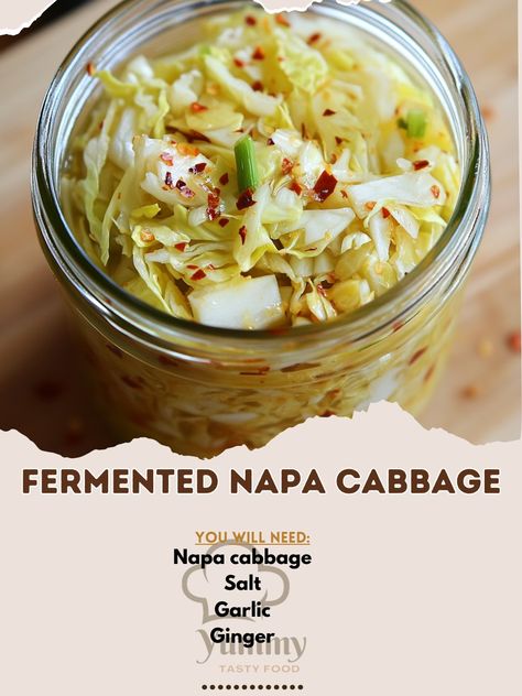 🥬 Discover the tangy, crunchy delight of Fermented Napa Cabbage—an easy and healthy addition to any meal! 🥗✨ #FermentedFoods #NapaCabbage Fermented Napa Cabbage Ingredients: Napa cabbage (1 medium, chopped) Salt (1 tbsp) Garlic (2 cloves, minced) Ginger (1-inch piece, grated) Red pepper flakes (1 tbsp) Sugar (1 tsp) Water (1 cup) Instructions: In a large bowl, mix Napa cabbage with salt and let sit for 1 hour. Rinse and drain the cabbage, then mix with garlic, ginger, red pepper flakes, a... Ginger Red, Napa Cabbage, Tangier, Fermented Foods, Cayenne Peppers, Red Pepper Flakes, Red Pepper, Large Bowl, 1 Cup