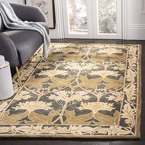 Safavieh Anatolia Collection AN541A Handmade Traditional Oriental Navy and Sage Wool Area Rug (9'6" x 13'6") Sage Blue, Chic Rug, 8x10 Area Rugs, Accent Rug, Vintage Area Rugs, Traditional Area Rugs, Contemporary Rugs, Accent Rugs, Green Leaf