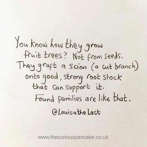 I ADORE this quote by @LouisatheLast I am lucky to have a wonderful family on my other half's side, and a great bunch of friends. It helps when things with blood-relations flare up. Big love to everyone who relies on their found families. #foundfamilies #bloodisnotalwaysthicker Family Not Blood Quotes, Quotes About Found Family, Found Family Quotes, Blood Quotes, Bloods Quote, Found Family, I Am Lucky, Growing Pains, Lovely Quotes