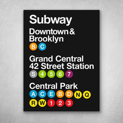 NYC Subway Stations sign pop art urban wall art on gallery wrapped canvas. Downtown Design, Subway Decoration, Subway Design, Subway Signs, Subway Signage, Subway Station, Subway Station Illustration, Subway Art Svg, Subway Map Design