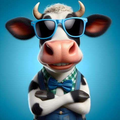 Funny cow with sunglasses in front of bl... | Premium Photo #Freepik #photo #vache #cow-cartoon #cartoon-cow #cow-clip-art Cow With Sunglasses, Blue Studio Background, Cow Logo, Cow Photos, Photo Funny, Funny Cow, Beach Background Images, Cow Pictures, Cartoon Cow