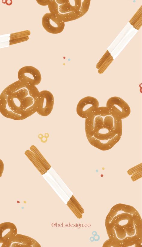 Disney Treats Wallpaper, Disney Food Wallpaper, Disney Apple Watch Wallpaper, Disneyland Wallpaper Iphone, Disney Screensaver, Mickey Pretzel, Disney Backgrounds, Phone Paper, Disco Wallpaper