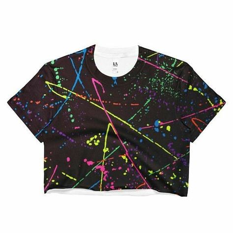 Neon Crop Top, Neon Birthday Party, Trendy Party Outfits, Glow Birthday Party, Harajuku Shirt, 80s Clothing, Neon Birthday, Neon Shirts, Kawaii Shirts