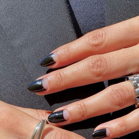 Queenie Nguyen | elevated nail artist on Instagram: "Bringing half moon nails back with black for the spooky season 🖤 ______________  Color: @cndworld  ______________  Model: @elsarub 🖤 ______________  #nails #nailart #nailpolish #nailstagram #naildesign #nailedit #nailaddict #nailpolishaddict #nailfashion #nailstyle #nailgasm #nailitdaily #nailsonfleek #nailsofig #handpainted #nailpro #black #halfmoonnails" Nails Half Moon, Half Moon Manicure, Half Moon Nails, Moon Manicure, Spooky Nails, Witch Nails, Moon Nails, Nail Pro, Artist On Instagram