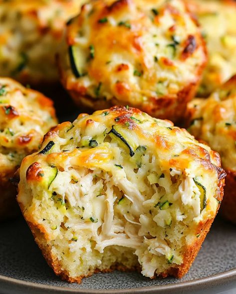 Chicken, Cheese, and Zucchini Muffins | Easy Savory Snack Best Ever Pepper Steak, Optimal Recipes, Chicken Muffins, Easy Protein Snacks, Cheese Zucchini, Pepper Steak Recipe, Muffins Easy, Vegetable Crisps, Snack Healthy