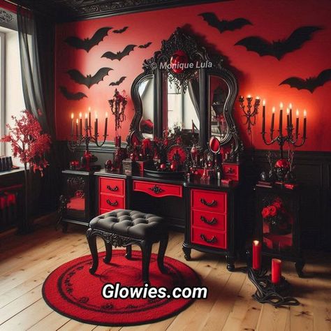 Vampire Room, Vampire Decor, Vampire House, Monique Lula, Goth Houses, Aesthetic Bedroom Decor, Makeup Rooms, Gothic Makeup, Bedroom Aesthetic