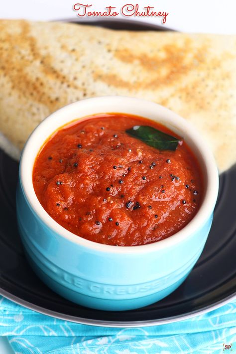 Tomato Chutney Recipe Salt Biscuits Recipe, Tomato Chutney Recipes, Chutney Recipes Indian, South Indian Tomato Chutney, Onion Tomato Chutney Recipe, Red Chutney, Best Tasting Tomatoes, Indian Chutney, Tomato Chutney Recipe