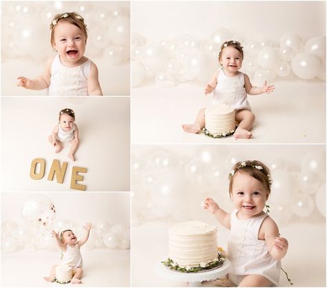 Baby First Birthday Photo Shoot, 1st Birthday Cake Smash Photoshoot, Simple First Birthday, Cake Smash Inspiration, Cake Smash Theme, Baby Birthday Photoshoot, First Birthday Photography, Bday Shoot, Flower Birthday Party