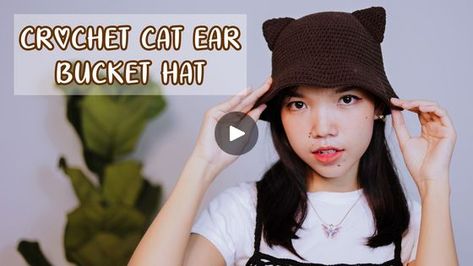 Crochet Cat Ear Bucket Hat Tutorial - Chenda DIY | house cat, ear, tutorial, crocheting | Hello everyone, in today video I'll be showing you how to crochet cat ear bucket hat. it is friendly for beginners, please enjoy the tutorial :)... | By Chenda DIYFacebook Cat Ear Bucket Hat, Bucket Hat Tutorial, Chenda Diy, Hat Tutorial, House Cat, Cat Ear, Diy House, Crochet Cat, How To Crochet