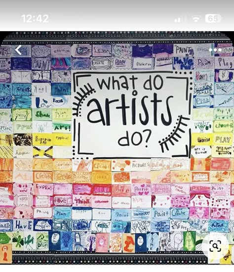 Art Bulletin Board, Elementary Art Classroom, Art Room Posters, Art Classroom Management, Art Bulletin Boards, Art Classroom Ideas, Collaborative Art Projects, Arte Doodle, Middle School Art Projects