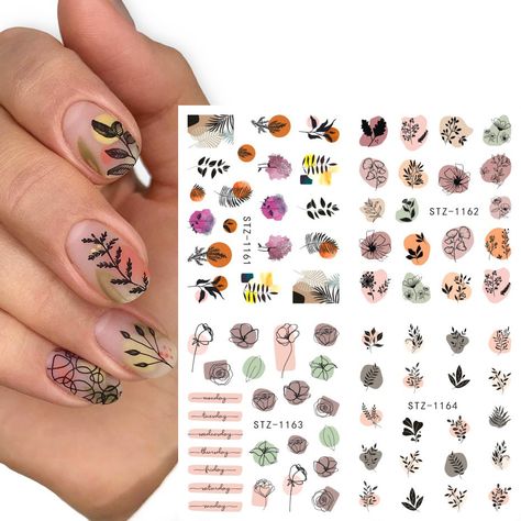 Nail Sticker Art Designs, Watercolor Nail Art, Foil Tattoo, Water Nail Art, Water Nails, Water Color Nails, Nail Art Decals, Nail Stickers Decals, Nail Art Stickers Decals