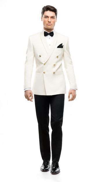 White Suit Black Pants Men, White Suit Jacket Black Pants Men, White Tuxedo For Men Wedding, Black Wedding Dress Wedding, White Tie Tuxedo, White Tuxedo Men, White And Black Suit, Gentlemen Outfit, White Tuxedo Wedding