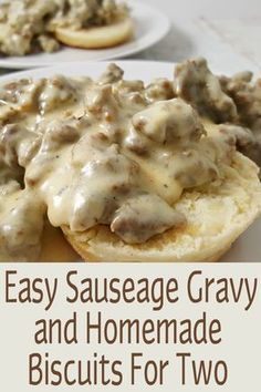 Biscuit Recipe For Two, Biscuits For Two, Easy Sausage Gravy, Single Serve Meals, Sausage Gravy And Biscuits, Recipe For Two, Homemade Biscuits Recipe, Pastas Recipes, Single Serving Recipes