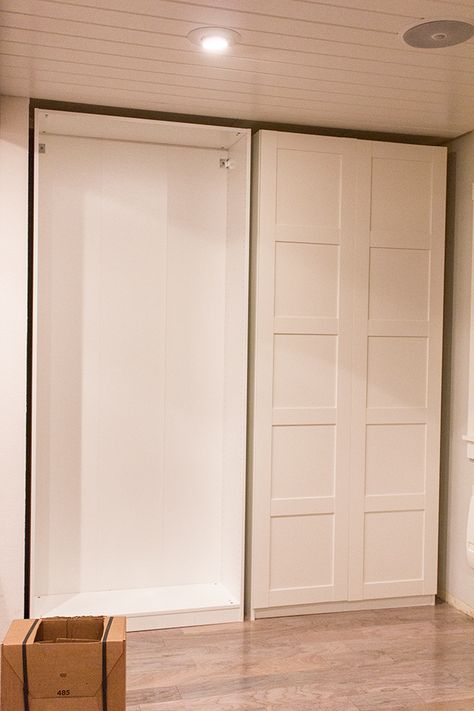 Ikea Pax Pantry, Pax Pantry, Nook Storage, Ikea Doors, Cabinet Hacks, Ikea Pantry, Kitchen Nooks, Armoire Pax, Ikea Cabinet