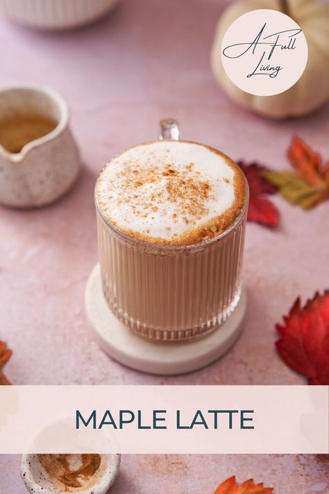 This simple Maple Latte is incredibly easy to make at home, with warm, comforting flavors. It's ready in 5 minutes or less with simple ingredients and is naturally sweetened with maple syrup. Maple Cardamom Latte, Latte Syrup Recipe, Maple Latte Recipe, Sugar Free Creamer, Maple Latte, Fall Coffee Drinks, Coffee Recipes Hot, College Recipes, Maple Bars