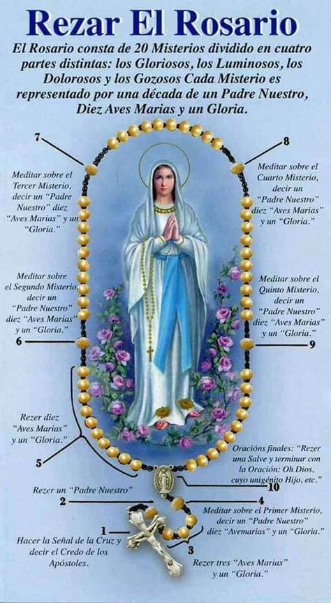 Rosary In Spanish, Rosary Poster, Catholic Prayer For Protection, Praying The Rosary Catholic, Rosary Prayers Catholic, Catholic Prayers Daily, Pray The Rosary, Mother Mary Images, Spiritual Prayers