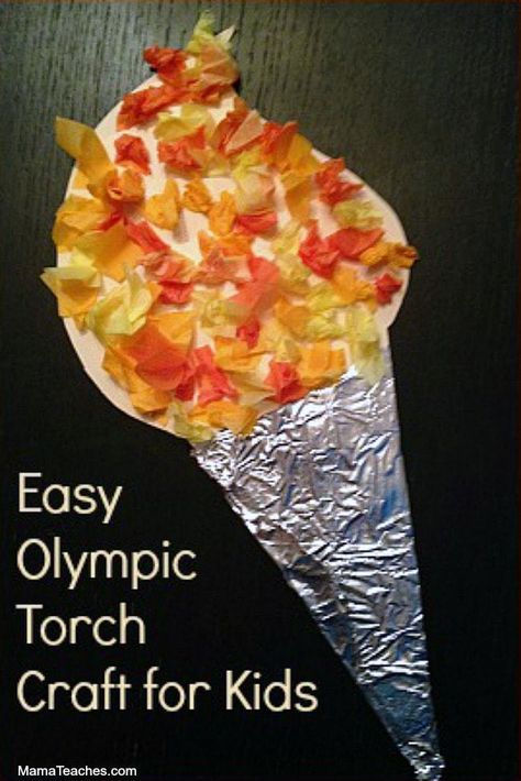 Torch Craft For Kids, Torch Craft, Olympic Torch Craft, Summer Olympics Crafts, Preschool Olympics, Quick Kids Crafts, Olympic Games For Kids, Olympic Idea, Kids Olympics