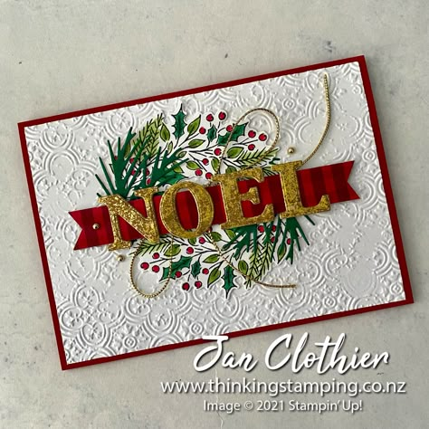 Stampin Up Joy Of Noel Cards, Christmas Classics, Card Stamping, Stamped Christmas Cards, Simple Christmas Cards, Card Catalog, Christmas Classic, Homemade Christmas Cards, Stampin Up Christmas Cards