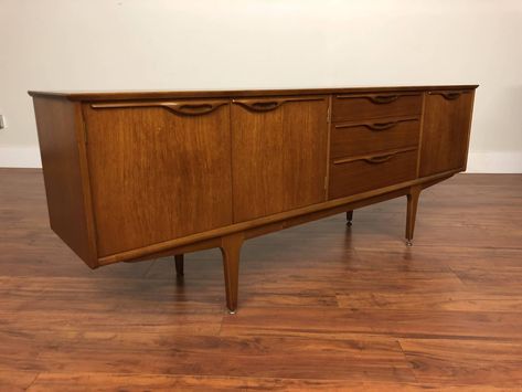 Jentique Vintage Long Teak Sideboard - $1995 - Modern to Vintage Vintage Teak Sideboard, Sideboard Bar, Teak Sideboard, Modern Sideboard, Sideboard Buffet, Large Storage, Danish Modern, Cabinet Doors, Great Rooms