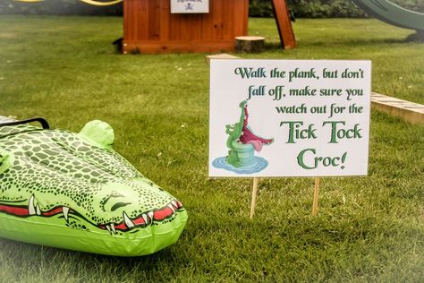 Neverland Birthday Party, Alligator Birthday Parties, Neverland Birthday, Alligator Birthday, Pixie Party, Peter Pan Party, Backyard Birthday Parties, Pirate Fairy, Boys First Birthday Party Ideas