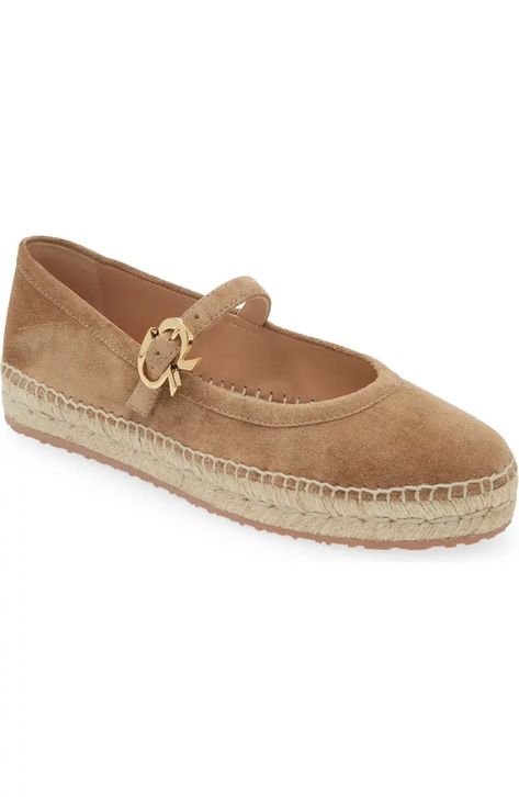 Gianvito Rossi Espadrille Mary Jane Ballet Flat (Women) | Nordstrom Espadrille Flats Outfit, Espadrilles Flats Outfit, Espadrilles Flats, Mary Jane Ballet Flats, Espadrille Flats, Flats Outfit, Womens Ballet Flats, Flat Espadrilles, The Vamps