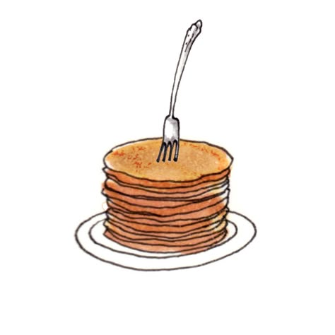 Kanako. Pancakes Illustration Art, Drawing Of Pancakes, Pancakes Art Drawing, Pancake Illustration Drawings, Stack Of Pancakes Tattoo, Crepe Illustration, Pancake Tattoo, Pancakes Drawing, Pancakes Illustration