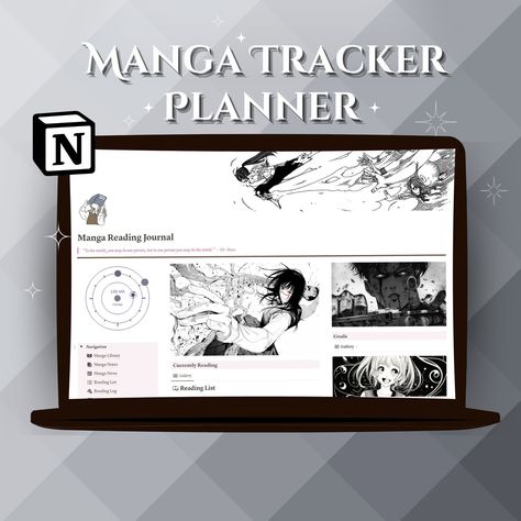 Manga Tracker Notion, Manga Tracker, Carrd Resources, Notion Inspo, Notion Template, Manga Collection, Journal Template, Reading Journal, Reading