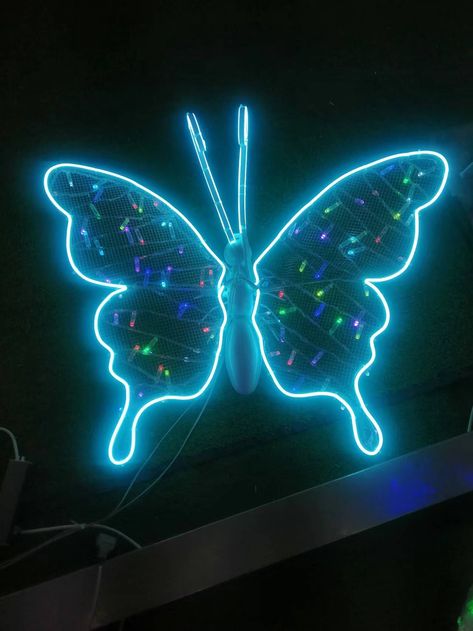 Customized LED Motif butterfly light with RGB color Light Up Butterfly Wings, Led Butterfly Wings, Glowing Butterfly Aesthetic, Blue Neon Butterfly, Butterfly Led Sign, Butterfly Light, Butterfly Lighting, Instruments Art, Drawings Photography