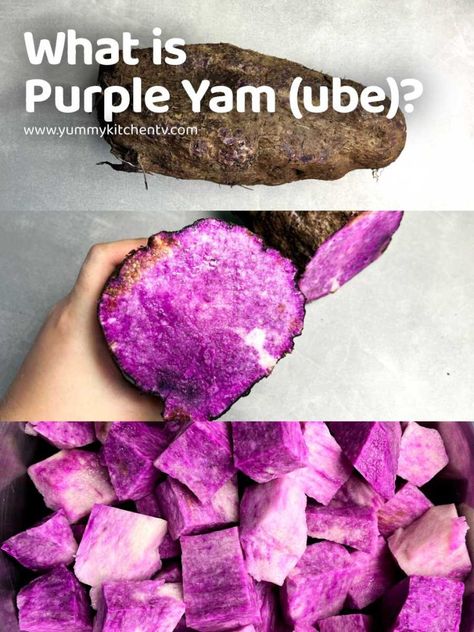 Purple Yam or Ube whole and halved Purple Yams, Ube Jam, Ginger Roots, Yams Recipe, Purple Yam, Kimchi Fried Rice, Appetizer Menu, Filipino Recipes, Short Ribs