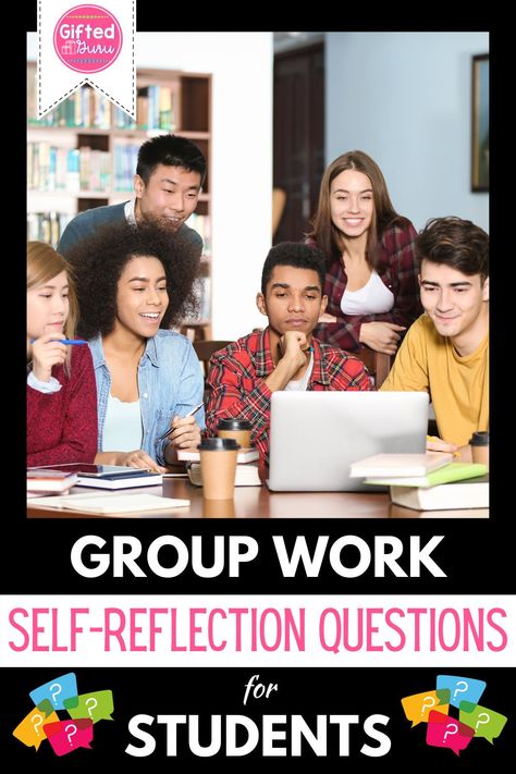 Are you a teacher who is looking for ways to make group work in the classroom more effective? Group work self-reflection questions for students are a key factor in successful group work and a best practice for teachers using small groups. In this blog post I list more than 30 of the questions I use in my own classrooms after students have completed group work. #GiftedGuru #SmallGroups Questions For Students, Diverse Learners, Teaching Language, First Year Teaching, Secondary Ela, First Year Teachers, Reflection Questions, Teaching Social Studies, Teacher Tips