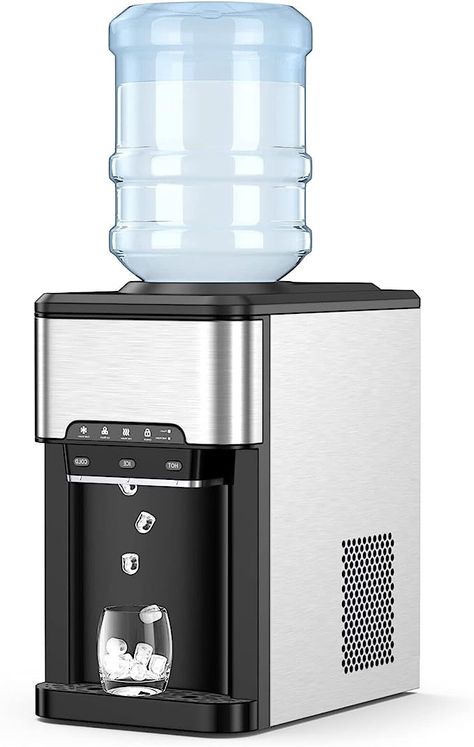 Countertop Water Dispenser, 5 Gallon Water Bottle, Hot Water Tank, Gallon Water Bottle, Ice Storage, Hot Water Dispensers, Safe Lock, Ice Cube Maker, Stainless Steel Cleaning