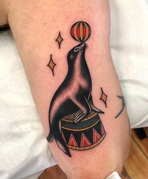 Carnival Tattoo, Circus Tattoo, Seal Tattoo, Big Cat Tattoo, Clown Tattoo, Theme Tattoo, Circus Animals, North And South, Leopards