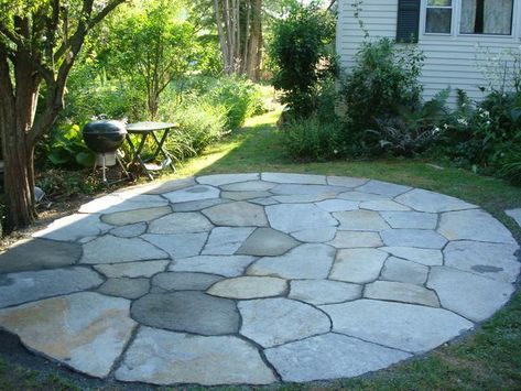 Pea Gravel And Stone Patio, Goshen Stone Patio, Flagstone Driveway, Circle Patio, Easy Patio, Water Feature Wall, Raised Patio, Cement Patio, Stone Landscaping