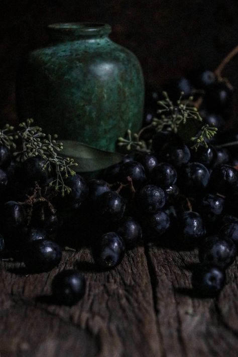 Black Grapes Aesthetic, Grape Vine Aesthetic, Grape Aesthetic, Vampire Birthday, Fae Magic, Grape Tree, Creative Sketchbook, Deep Autumn Color Palette, Dark Table