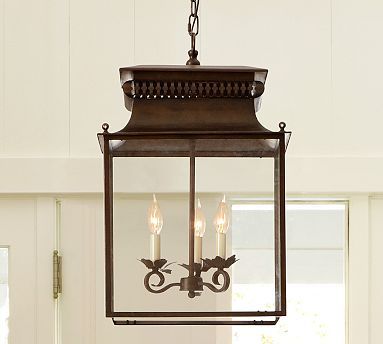 Bolton Indoor/Outdoor Lantern | Lanterns | Potterybarn Bolton Lantern Kitchen Lantern, Kitchen Lighting Over Table, Dining Light Fixtures, Outdoor Lantern, Foyer Lighting, Kitchen Lighting Fixtures, Outdoor Light Fixtures, Hanging Light Fixtures, Patio Lighting