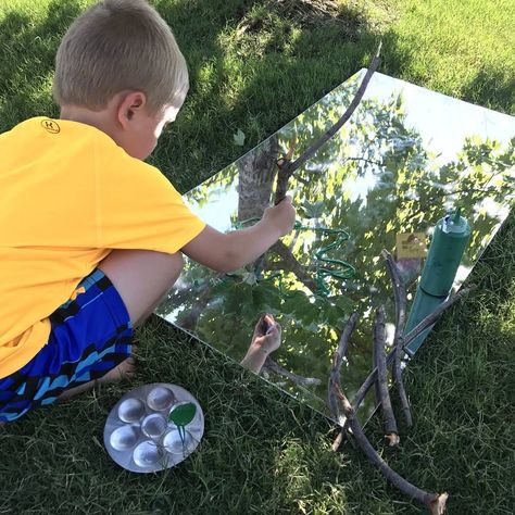 Painting On Mirrors, Mirrors Outside, Fairy Dust Teaching, Story Props, Self Expression, Outdoor Classroom, Shadow Play, Mirror Painting, Sensory Experience