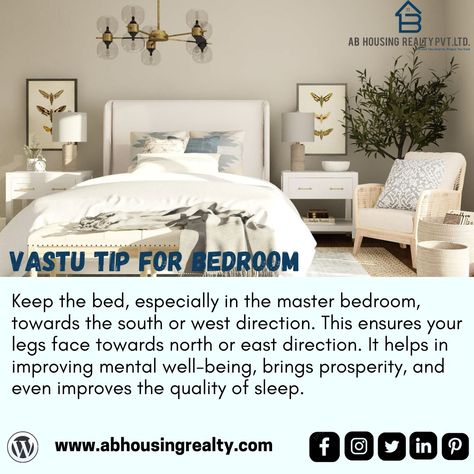 Bed Direction Vastu, House Vastu, East Direction, Interior Tips, Feng Shui Tips, Vastu Shastra, Apartment Bedroom, Master Bedrooms Decor, Small Bedroom