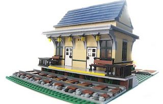 Nice small train station Minecraft Train Station, Small Train Station, Minecraft Train, Lego Train Station, Lego Station, Lego City Train, Lego Christmas Village, Lego Land, Lego Train