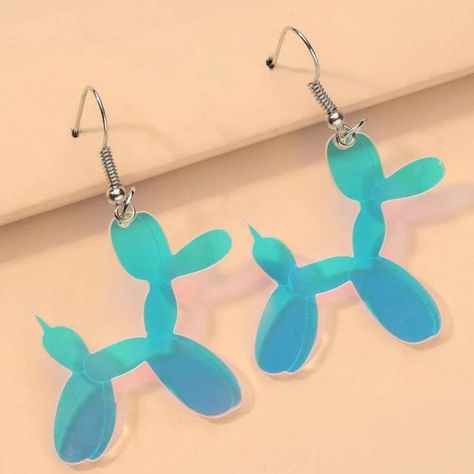 Acrylic Blue Dog Balloon Animal Earrings For Sale! These Earrings Are So Cute! They Are New, Have Never Been Worn, Are Made For Pierced Ears, And Are From My Boutique! They Are About 3 Inches Tall And About 2 Inches Wide. Such Cute Earrings To Add To Your Jewelry Collection! Cute Pendants, Oversized Earrings, Dog Earrings, Balloon Dog, Alloy Earrings, Animal Earrings, Balloon Animals, Everyday Earrings, Colorful Heart