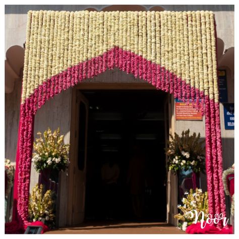 Photo By With Love Noor - Decorators Floral Entrance Decor, Anand Karaj Decor, Floral Entrance, Indian Wedding Theme, Home Flower Decor, Indian Wedding Decor, Anand Karaj, Flower Garland Wedding, Pink And White Weddings