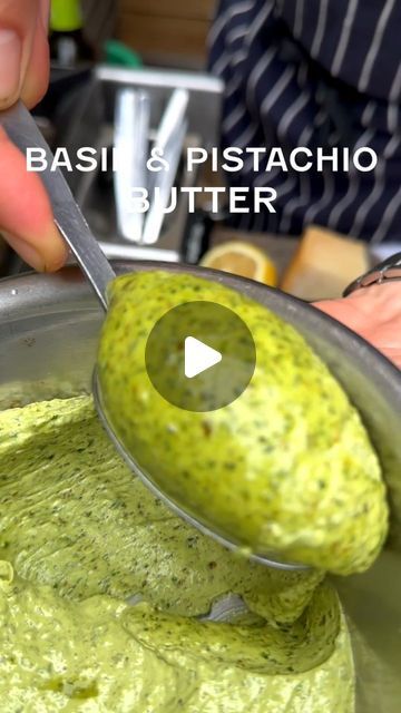 @chefsonscreen on Instagram: "Basil & pistachio butter 🤌  Thank you thomas_straker from TikTok for the great video  ⚠️ All rights® are reserved & belong to the video owner Please send us your IG in DM if you aren't tagged ✌️  #food #instafood #foodblog #veganfood #food52 #foodiesofinstagram #doodpassion #tipskurus #foodforfoodies #foodheaven #foodblogfeed #foodism #foodspotting #foodpost #easyrecipe #foodoftheday #foodiegram #foodaddict #foodphotos" Basil And Pistachio Butter, Thomas Straker Butter Recipes, Basil Pistachio Butter, Thomas Straker, Pistachio Butter, Butter Pasta, Italian Pasta Recipes, From Tiktok, Italian Pasta