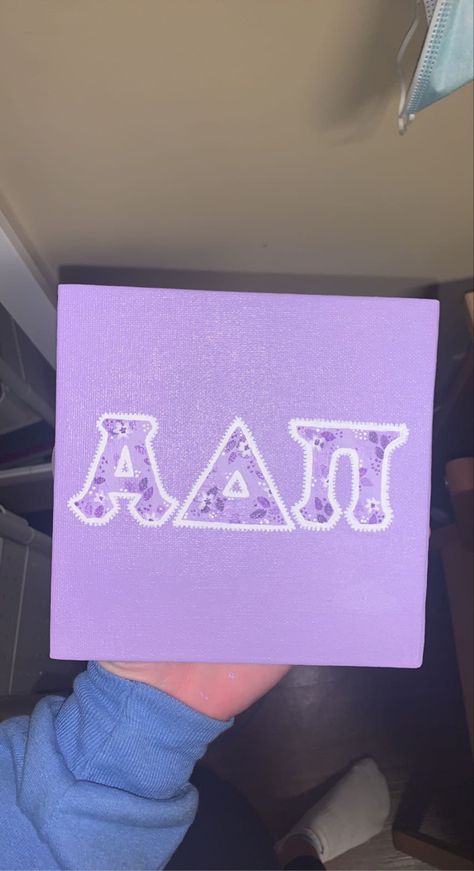 Alpha Chi Painting, Purple Sorority Canvas, Adpi Painting Canvases, Sorority Clipboard Ideas, Pi Phi Canvas Paintings, Zta Paintings, Adpi Paintings, Dphie Canvases, Sorority Painting Canvases