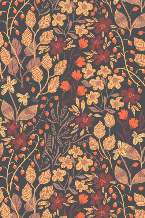 Autumn Floral Pattern, Surface Pattern Design Inspiration, Nature Sketch, Pattern Design Inspiration, Autumn Scenes, Fall Wallpaper, Illustration Artwork, Cute Wallpaper Backgrounds, Floral Illustrations