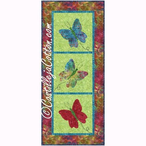 Batik Butterflies (3) pattern 3840-24 | Craftsy - $10 Patchwork Quilts For Beginners, Make Butterflies, Table Runner Quilt Pattern, Butterfly Quilt Pattern, Table Runner Quilt, Applique Wall Hanging, Christmas Tree Quilt, Quilted Table Runners Patterns, Butterfly Quilt