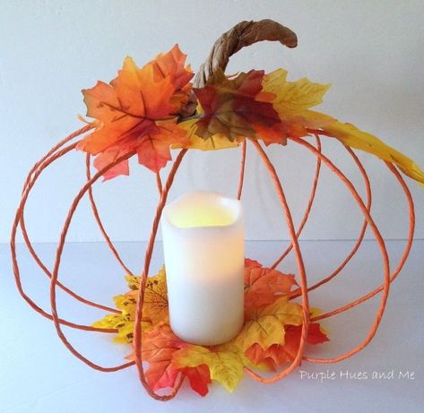 Wire Pumpkin Centerpiece, Wire Pumpkin, Pumpkin Wreath Diy, Monster Wreath, Fall Crafts For Adults, Easy Fall Wreaths, Crafts Fall, Pumpkin Centerpiece, Mesh Wreath Tutorial