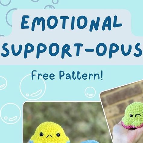 Skyelar on Instagram: "Surpriiiiise!🥳 Not only is the Emotional Support-opus being released early, but it’s also a FREE PATTERN🥳 To say thanks for not only 500 followers (which is what this pattern release was originally for😅) but I’m now at over 700 followers?? What?! Thank y’all so much! 🥹🥰 • • Huge huge thanks to my amazing testers, go follow them and show them some love! ♥️ @_crochetbyhannah_  @dub.stitch  @mysticallyyourscrochet  @mythical_magic_ring  @insidetheoutsidecrochet  @crochetsbyvalentina  @dronfields.designs  • I cannot wait to see everyone’s Emotional Support-opus! 🐙  #crochet#patternrelease#freepattern#crochetoctopus#crochetfreepattern" Emotional Support Crochet Patterns Free, Emotional Support Crochet Patterns, Emotional Support Crochet, Crochet Emotional Support, Instagram Pattern, Crochet Octopus, 500 Followers, Magic Ring, Crochet Things