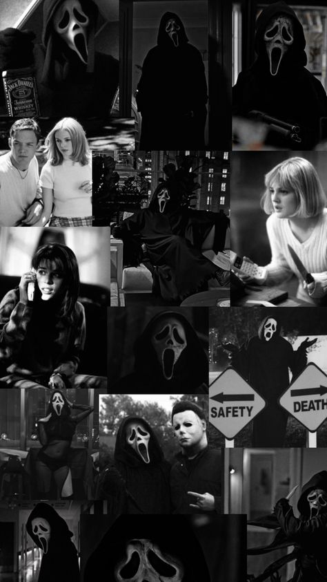 Scream, aesthetic scream, Halloween scream, movie scream, Collage scream, actor scream, black-and-white scream, wallpaper Scream 1 Wallpaper, Scream Widget, Scream Collage, Aesthetic Scream, Scream Wallpapers, Scream Aesthetic, Ghost Face Wallpaper Aesthetic, Tiktok Wallpaper, Poster Horror