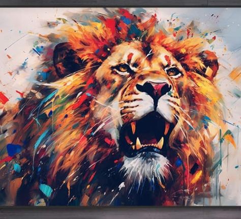 Paintings Ideas, Lion Painting, Art Teaching, Lion Of Judah, Nature Art Painting, Arte Animal, African Art, Animal Paintings, Lyon